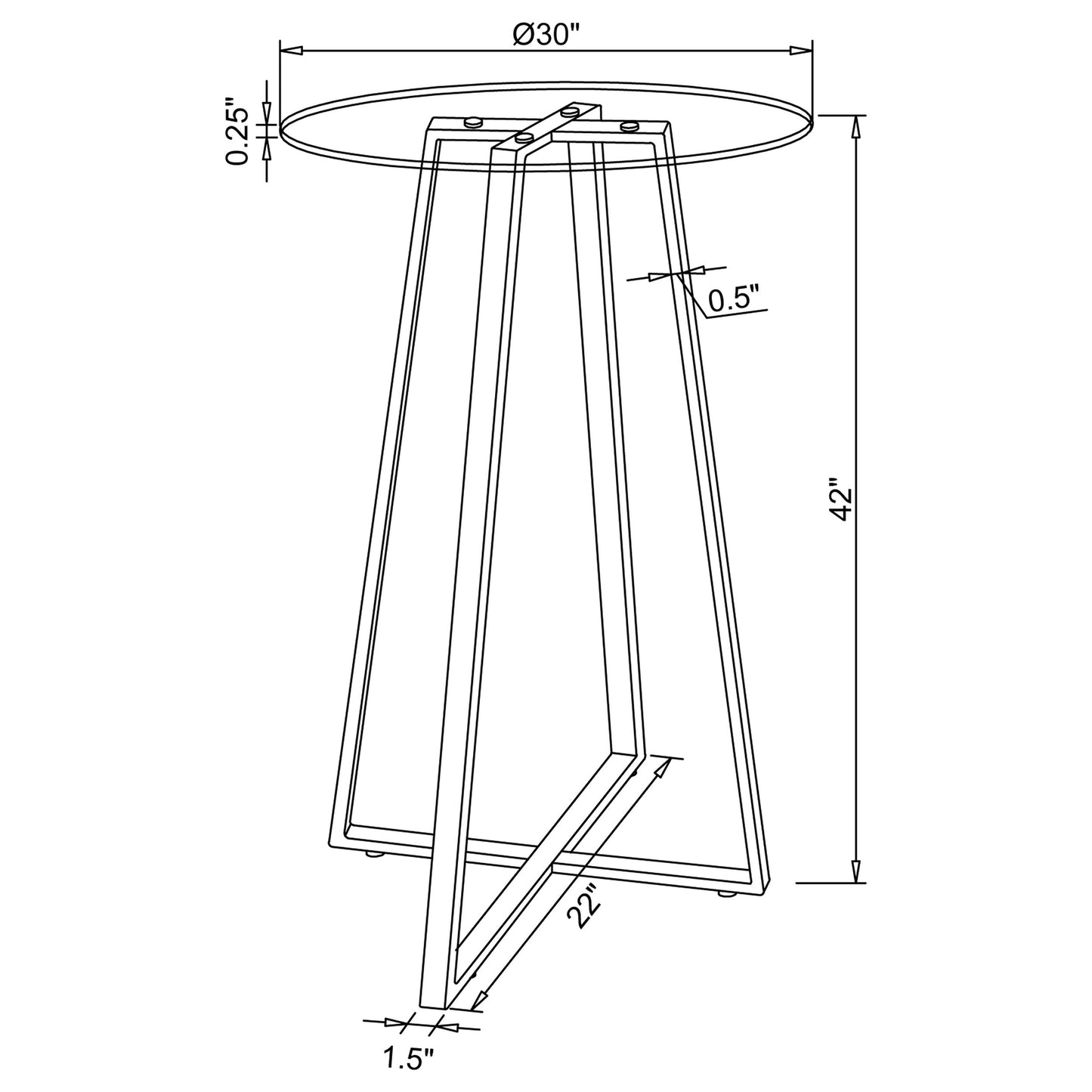 Zanella Round 30-inch Glass Top Bistro Bar Table Chrome