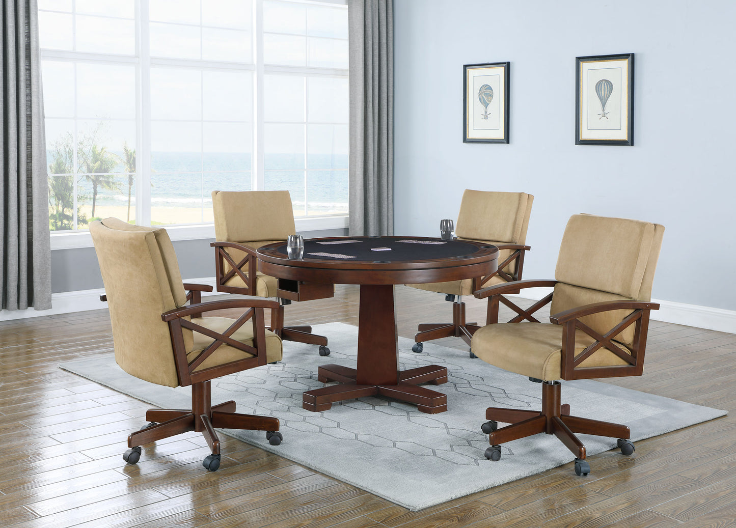 Marietta 5-piece 3-in-1 Dining and Game Table Set Tobacco