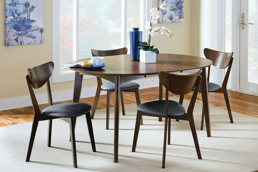 Jedda 5-piece Oval Dining Table Set Dark Walnut