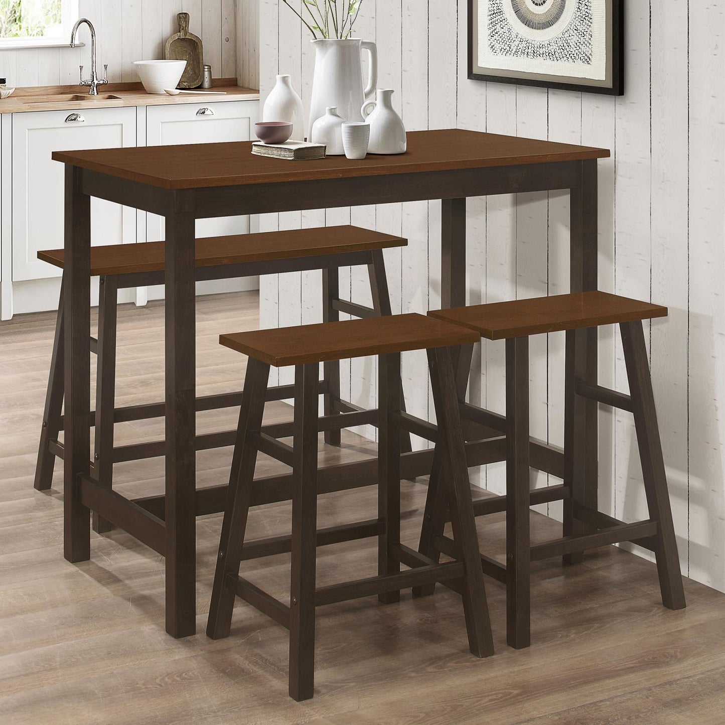 Connie 4-piece Counter Height Set Chestnut and Dark Brown