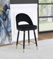 Lindsey Velvet Upholstered Counter Chair Black (Set of 2)