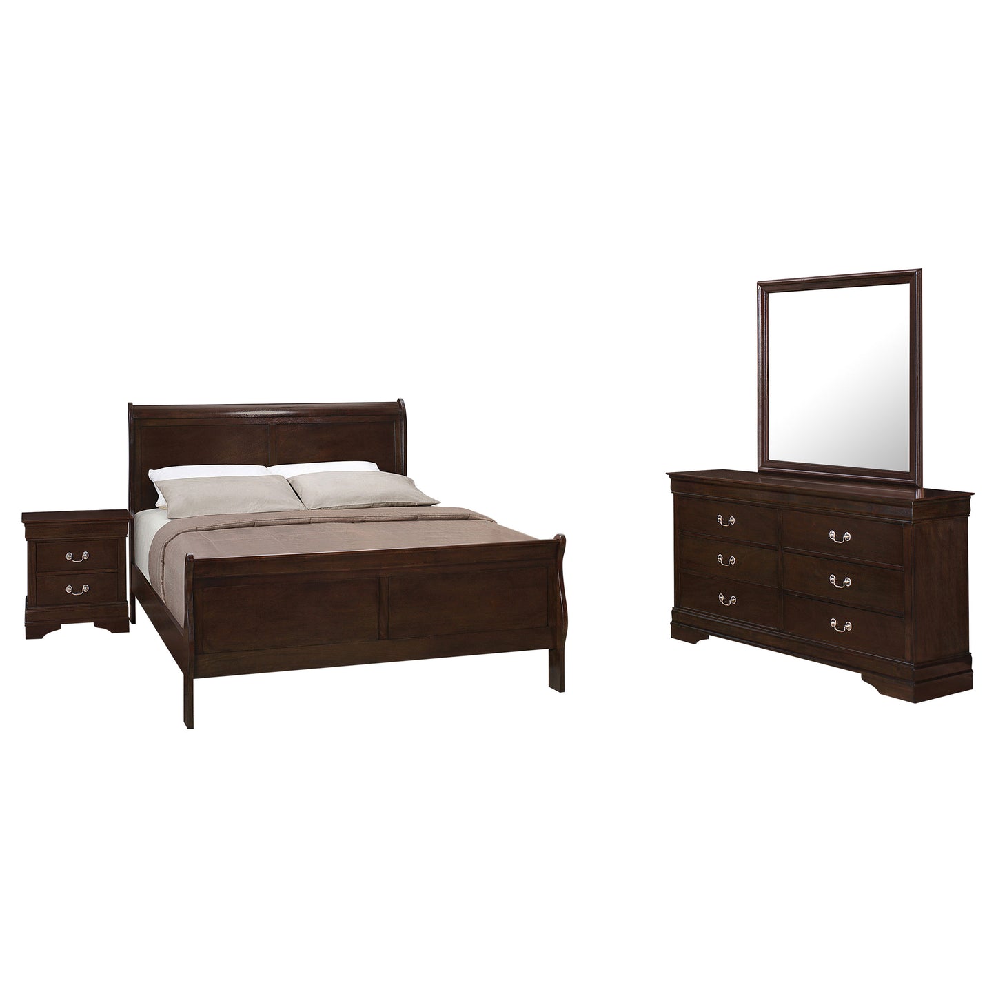 Louis Philippe 4-piece Full Bedroom Set Cappuccino