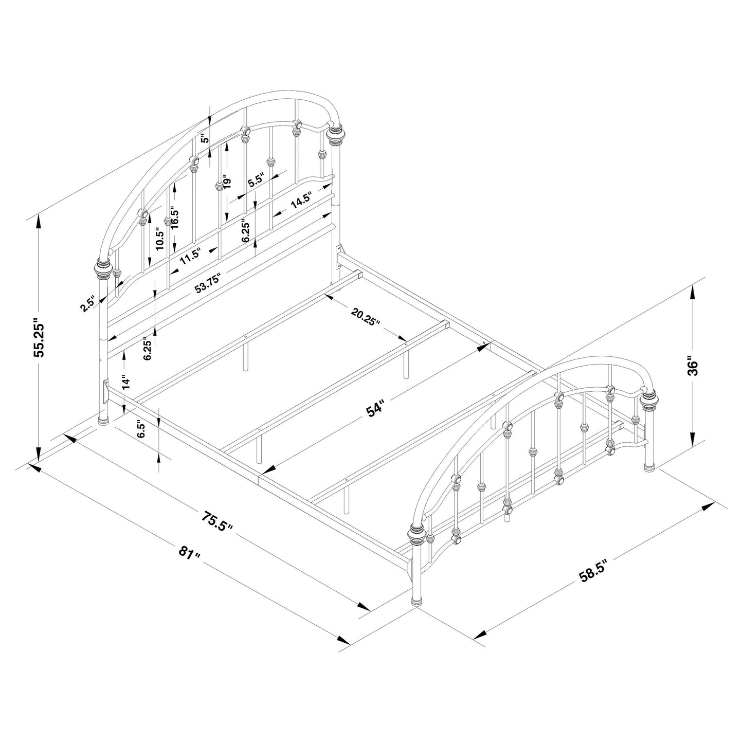 Rowan Metal Full Open Frame Bed Dark Bronze