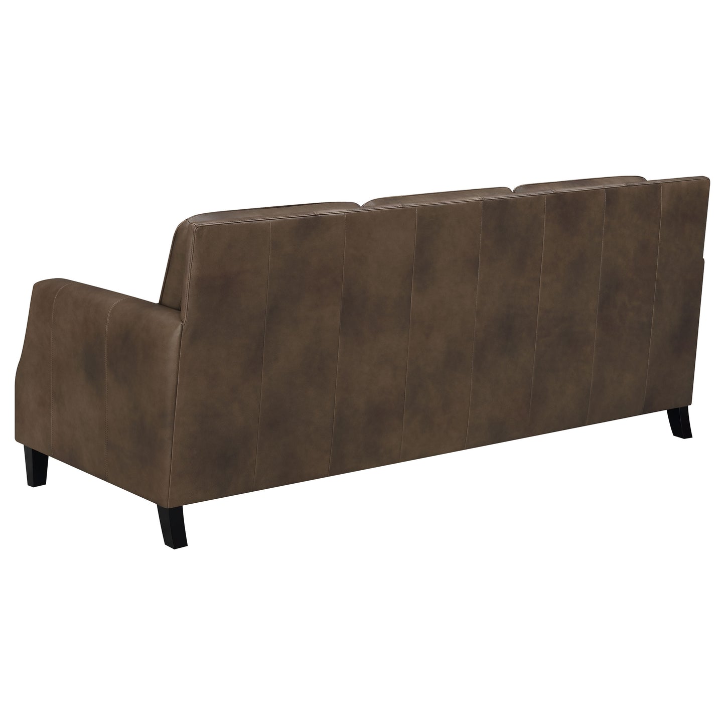 Leaton 3-piece Upholstered Recessed Arm Sofa Set Brown Sugar