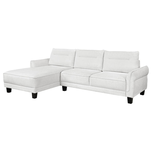 Caspian Upholstered Curved Arm Chaise Sectional Sofa White