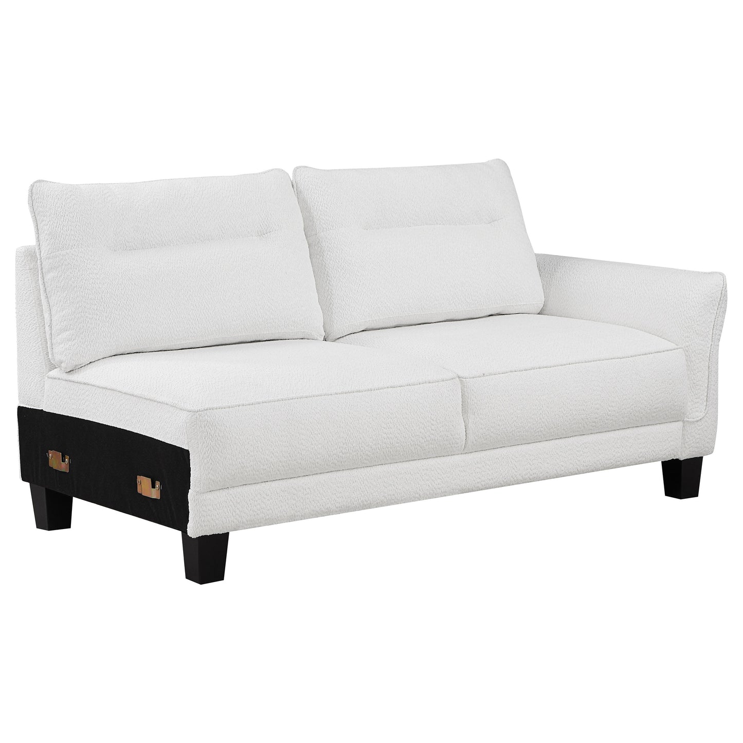 Caspian Upholstered Curved Arm Chaise Sectional Sofa White