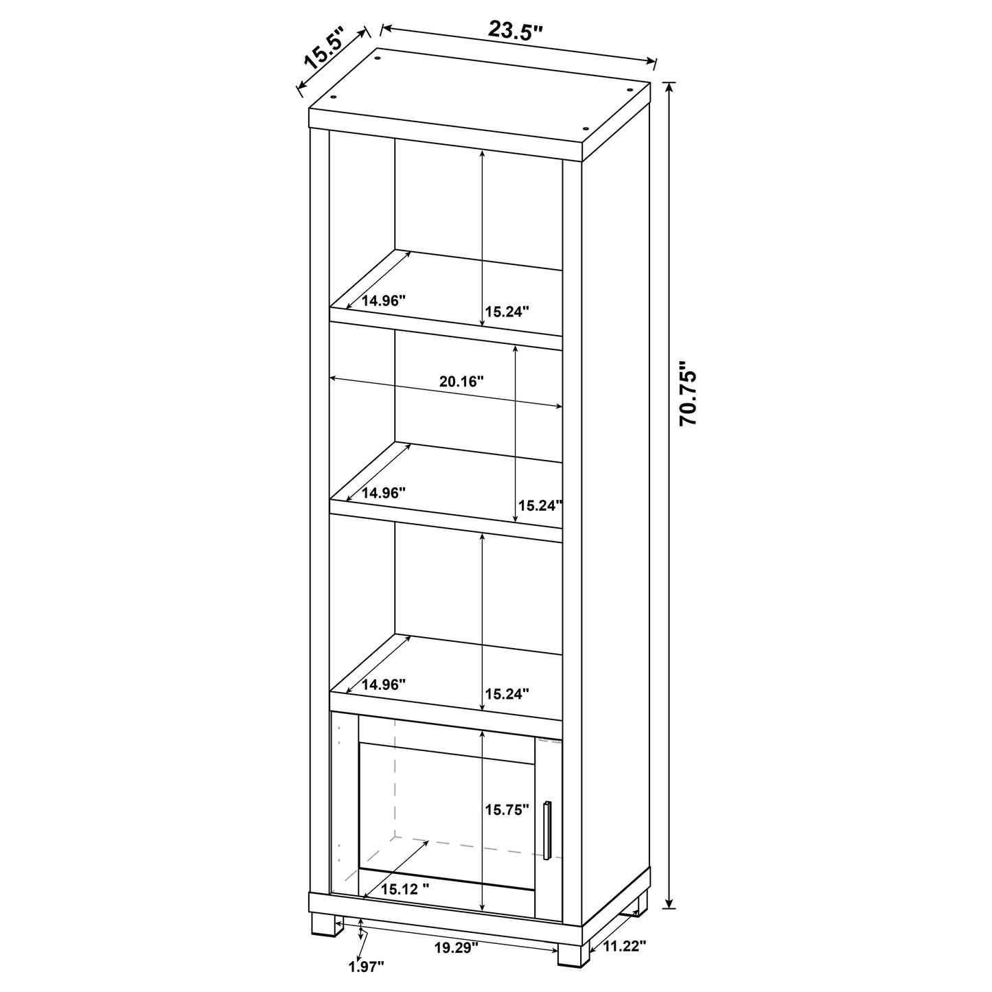 Sachin 3-shelf Engineered Wood Media Tower Dark Pine