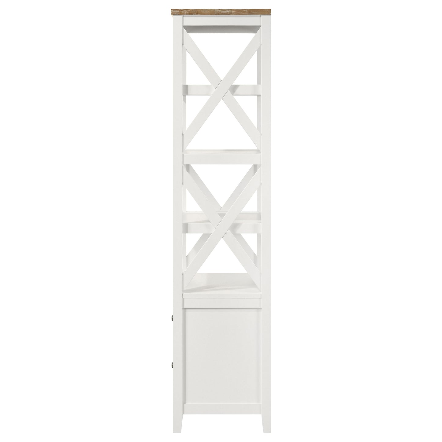 Hollis 4-shelf Wood Media Tower with Drawers Brown and White