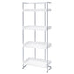 Ember 68-inch 4-shelf Bookshelf White High Gloss and Chrome