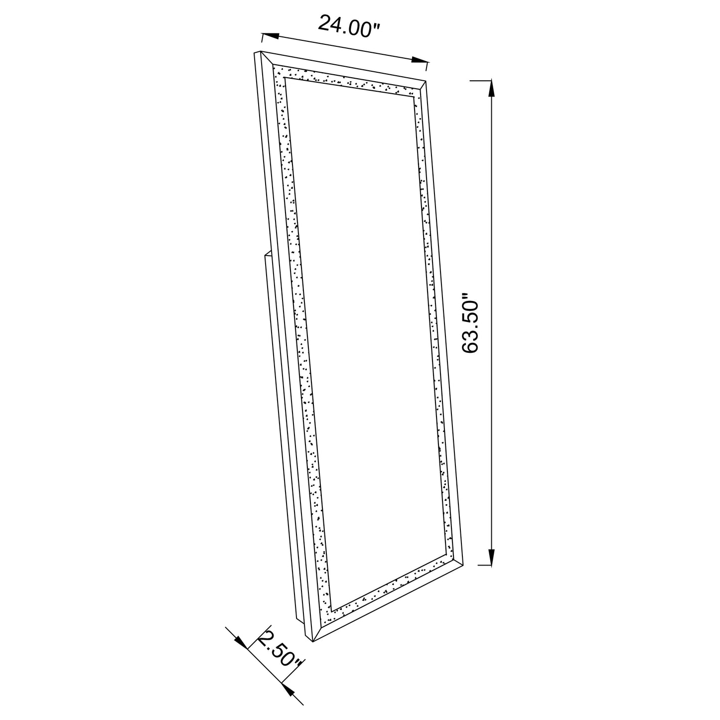 Seraphina 24 x 64 Inch Acrylic Framed Standing Mirror Silver