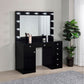 Acena 7-drawer Vanity Set with Lighting Black High Gloss