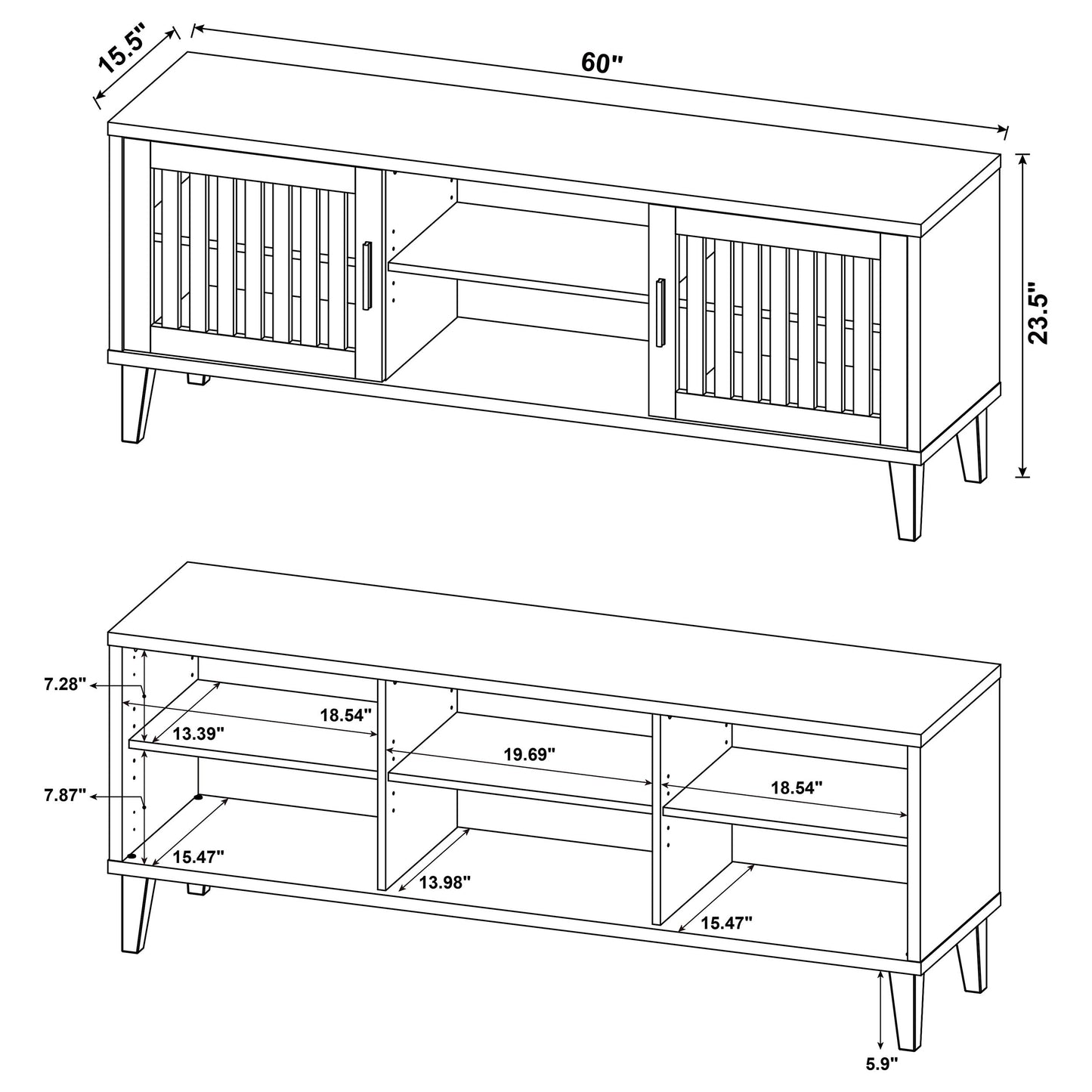 Sedona 2-door Engineered Wood 60" TV Stand Dark Pine