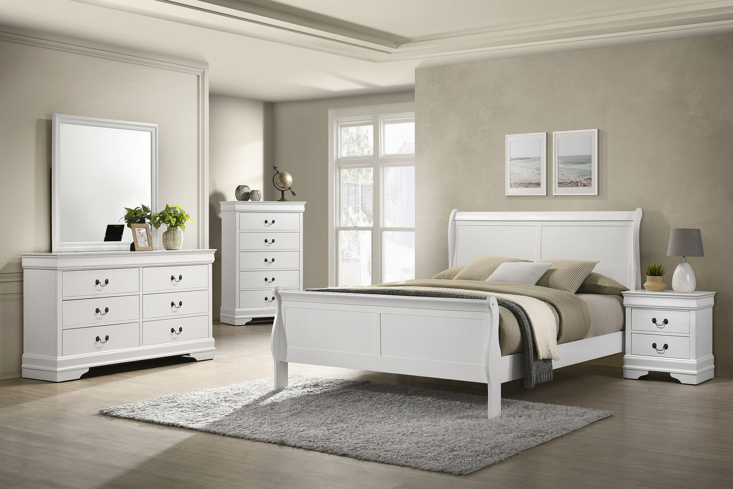 Louis Philippe 5-piece Queen Bedroom Set White