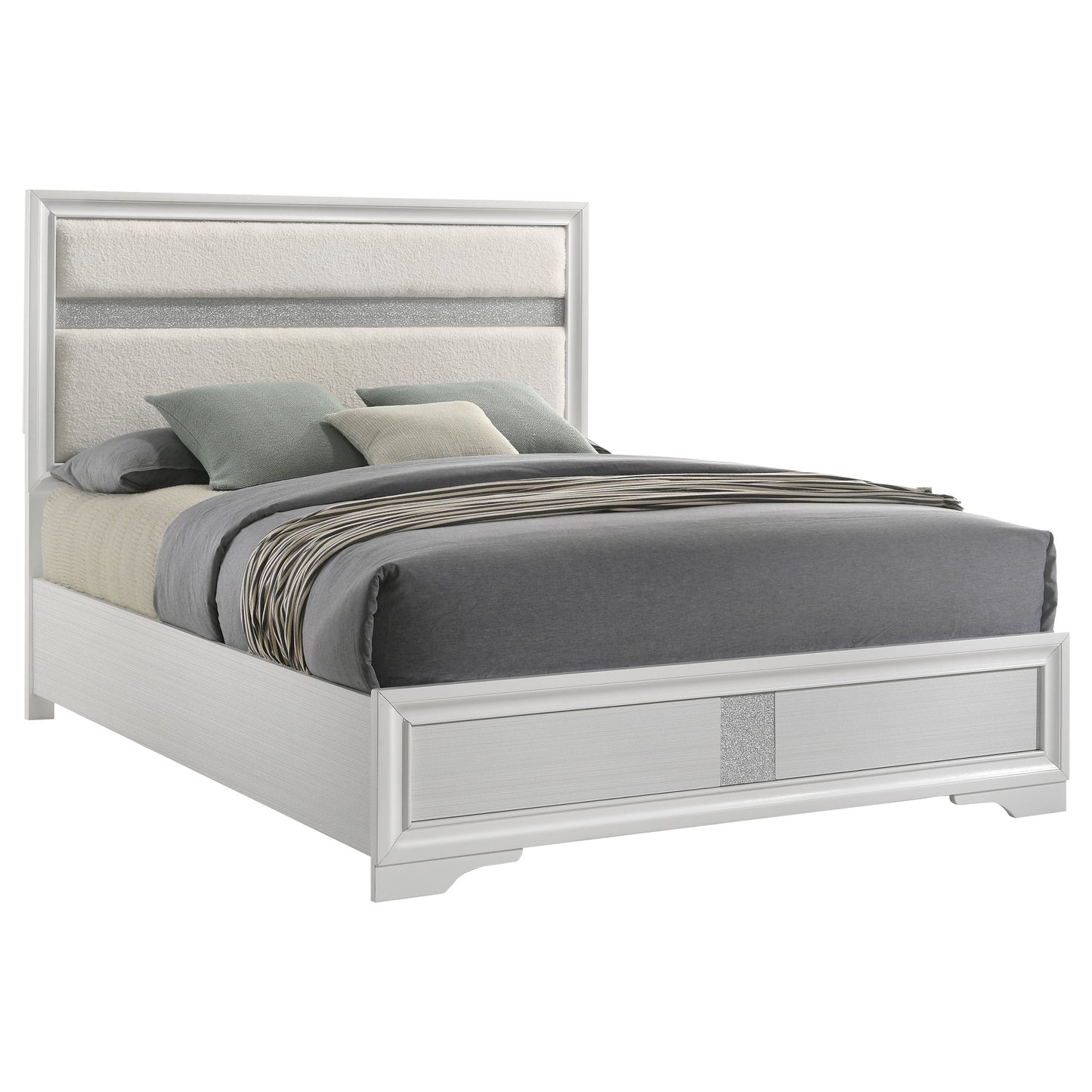 Miranda 54-inch Upholstered Queen Panel Bed White