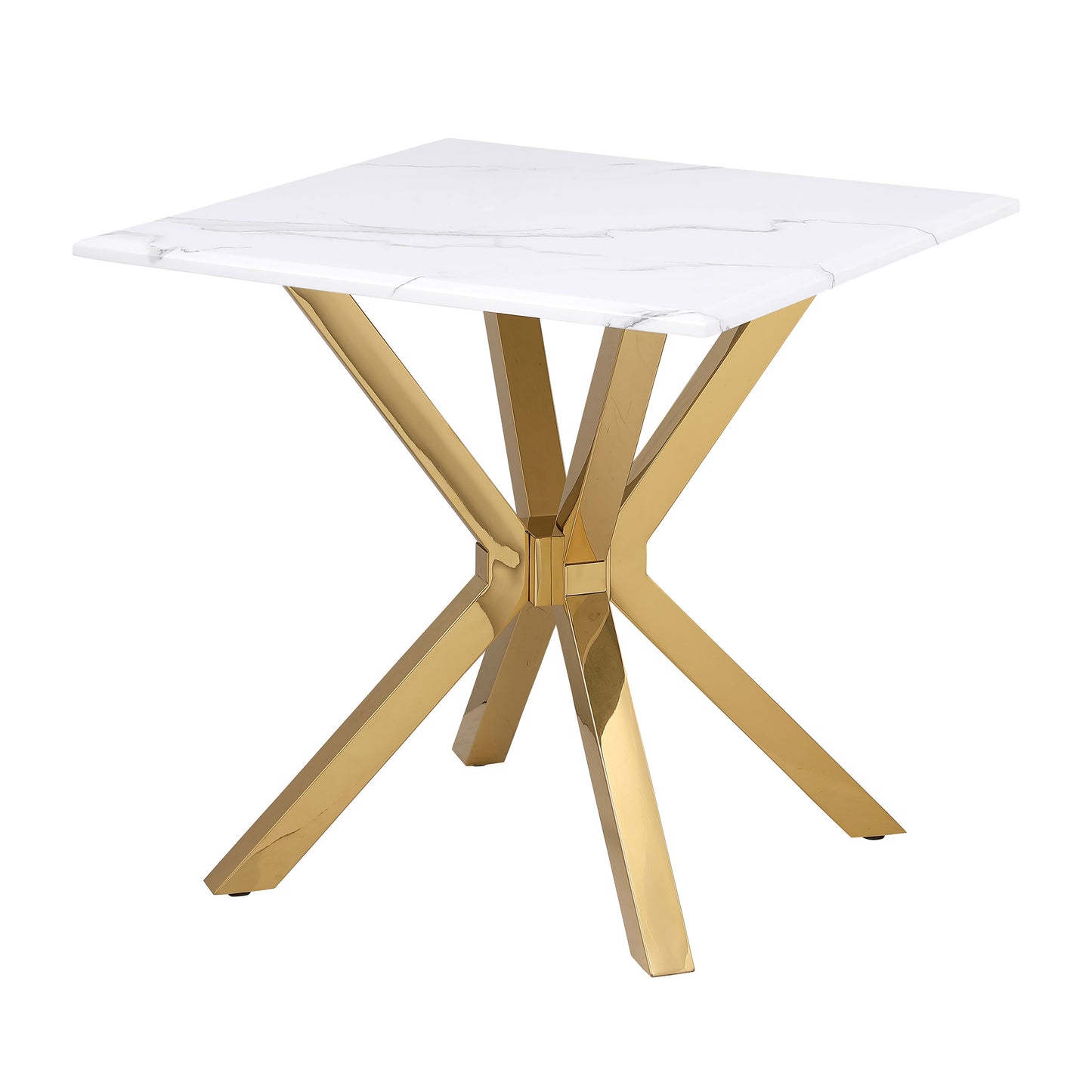 Visalia Faux Marble Top Stainless Steel End Table Gold