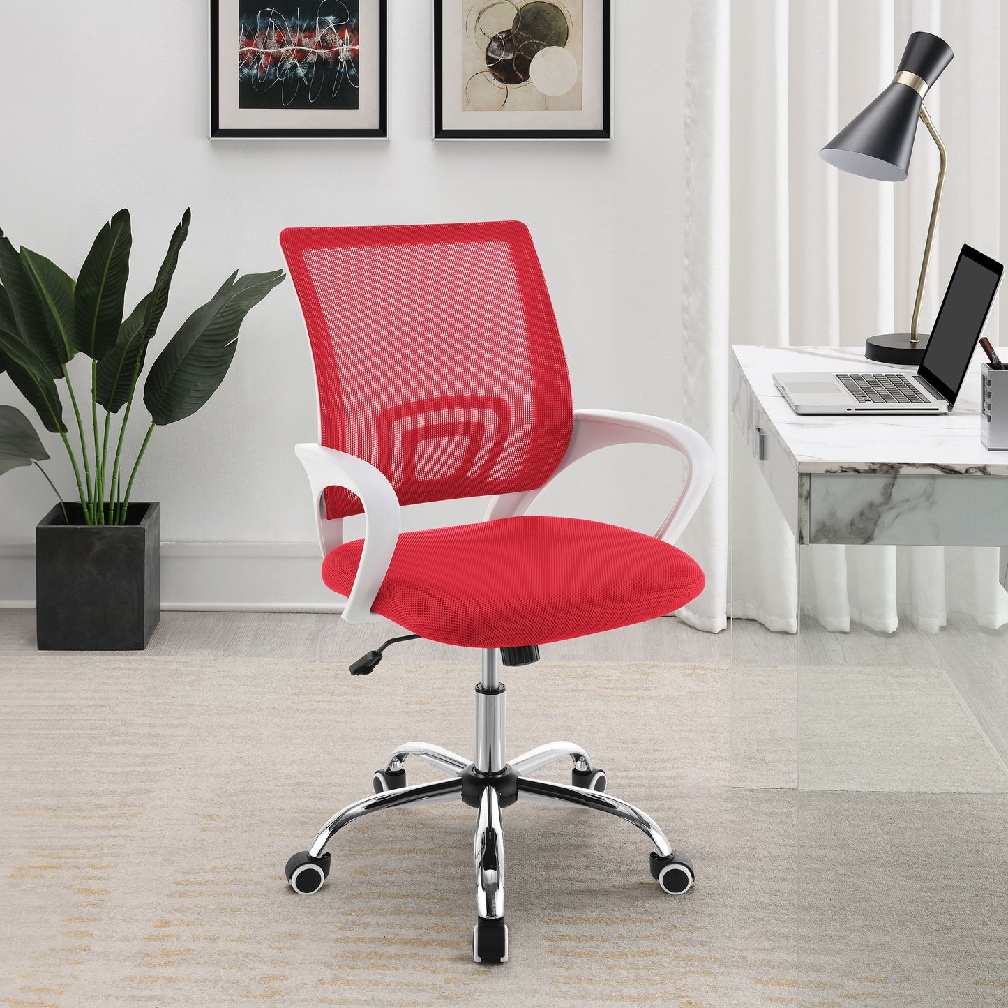 Felton Upholstered Adjustable Home Office Desk Chair Red