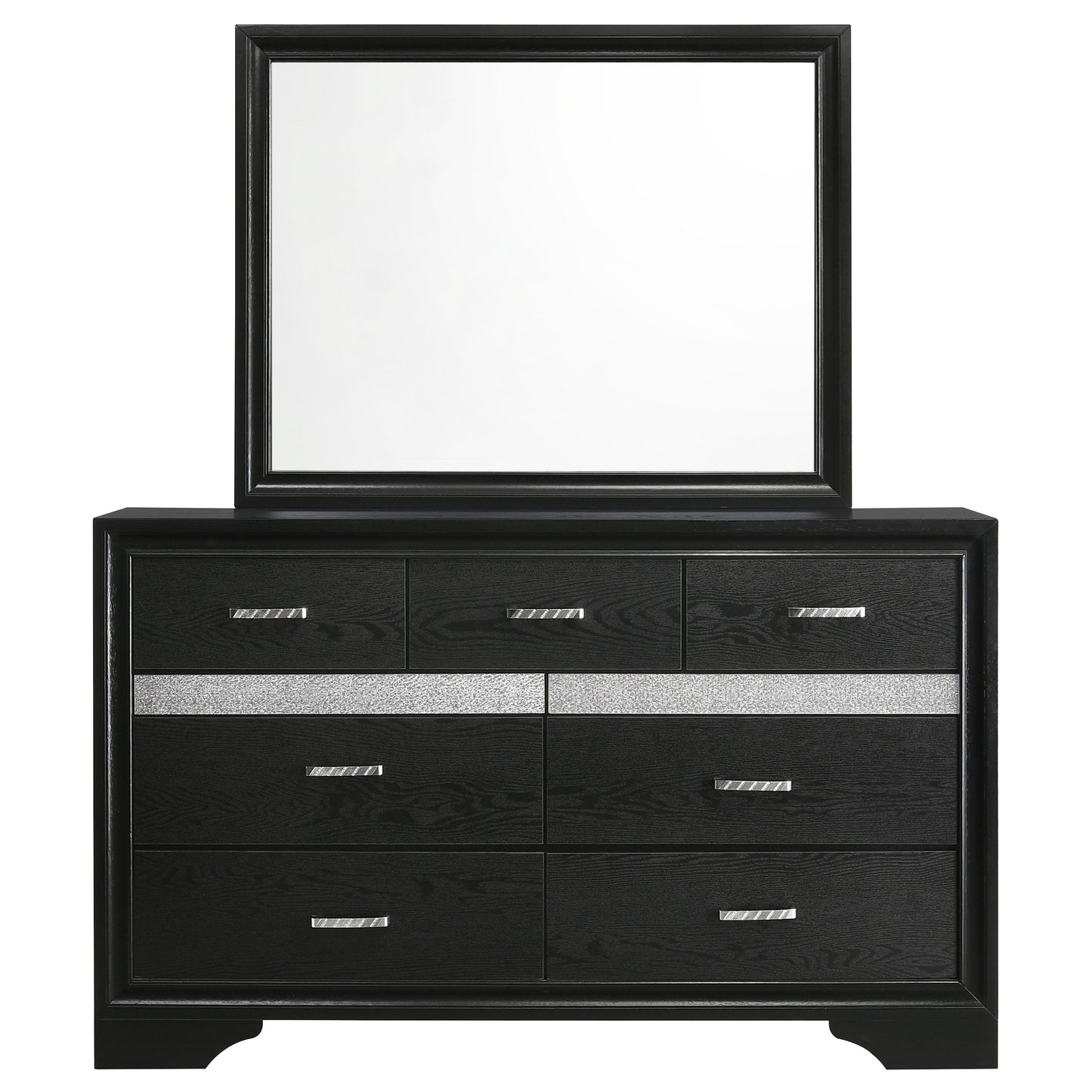 Miranda 7-drawer Dresser with Mirror Black