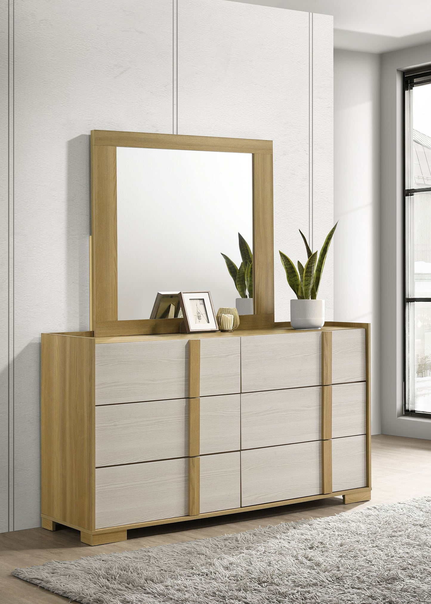 Hyland 6-drawer Dresser with Mirror Natural