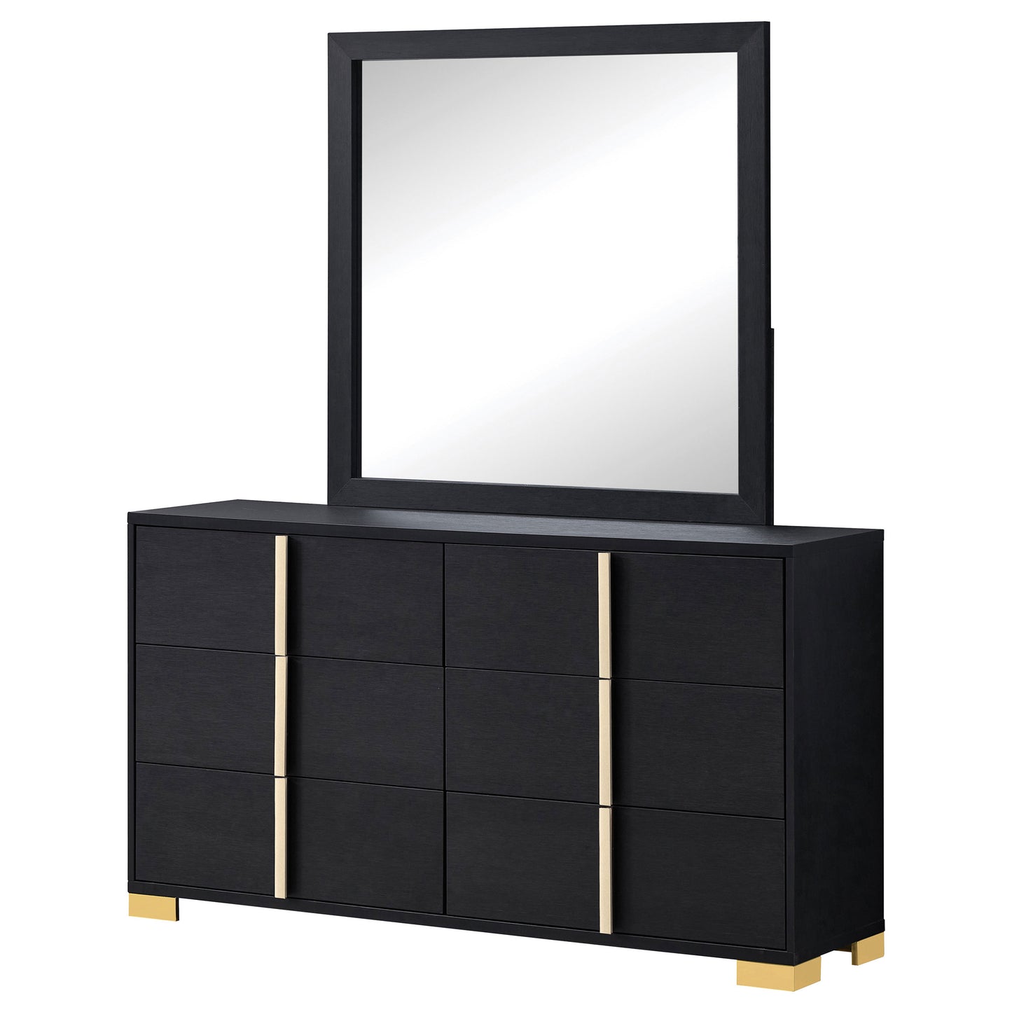 Marceline 6-drawer Dresser with Mirror Black