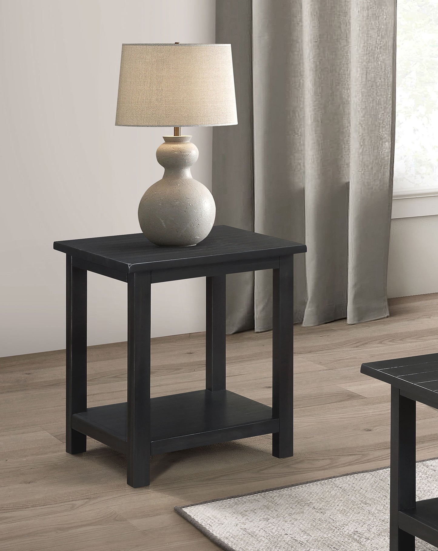 Payne Wood End Table with Shelf Distressed Java