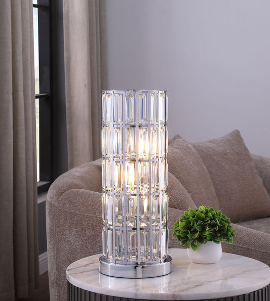 Wanda 20-inch Crystal Shade Bedside Table Lamp Silver