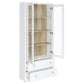 Hawthorne 4-shelf Glass Door Tall Cabinet with Drawers White