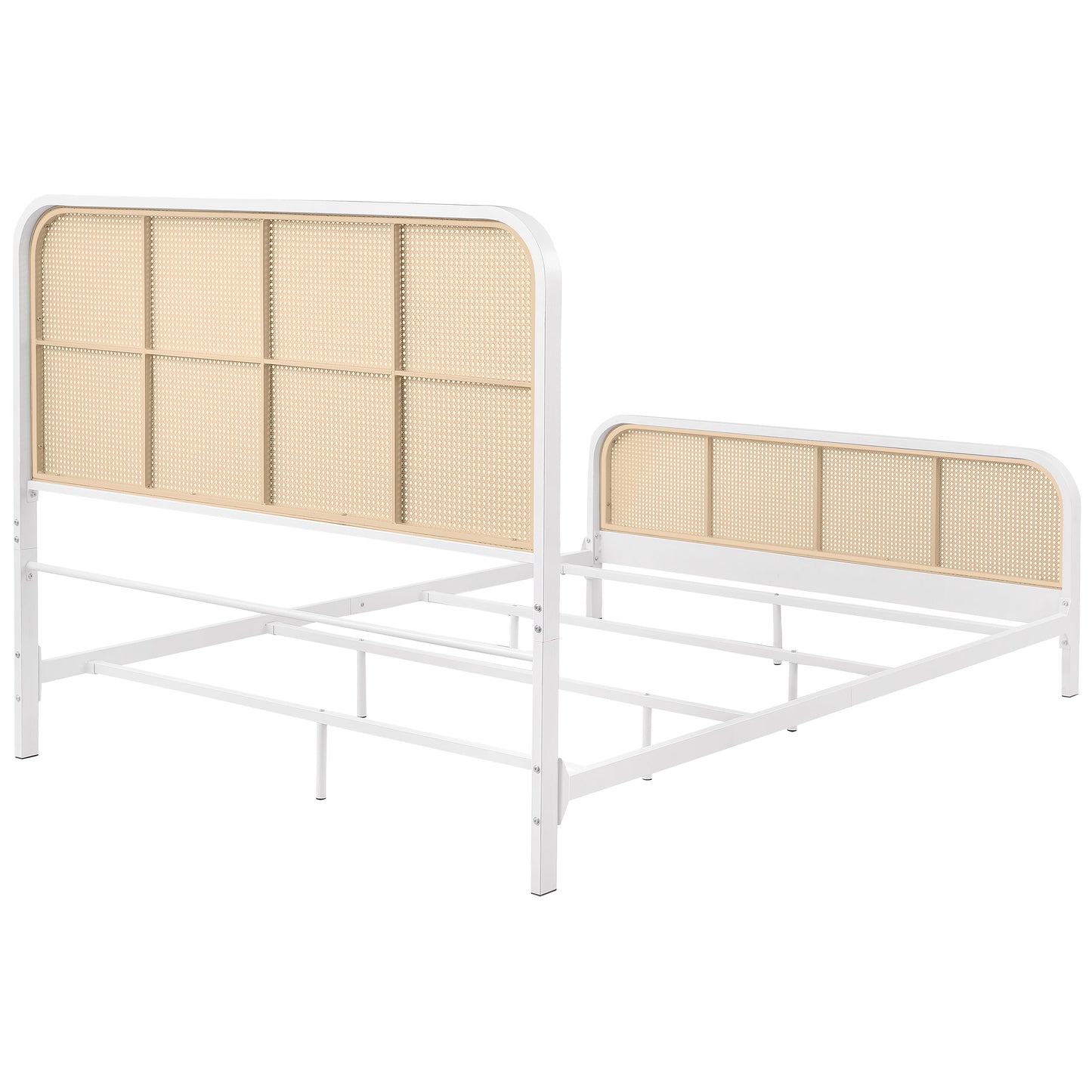 Lanewood Open Cane Webbing Metal Queen Bed White