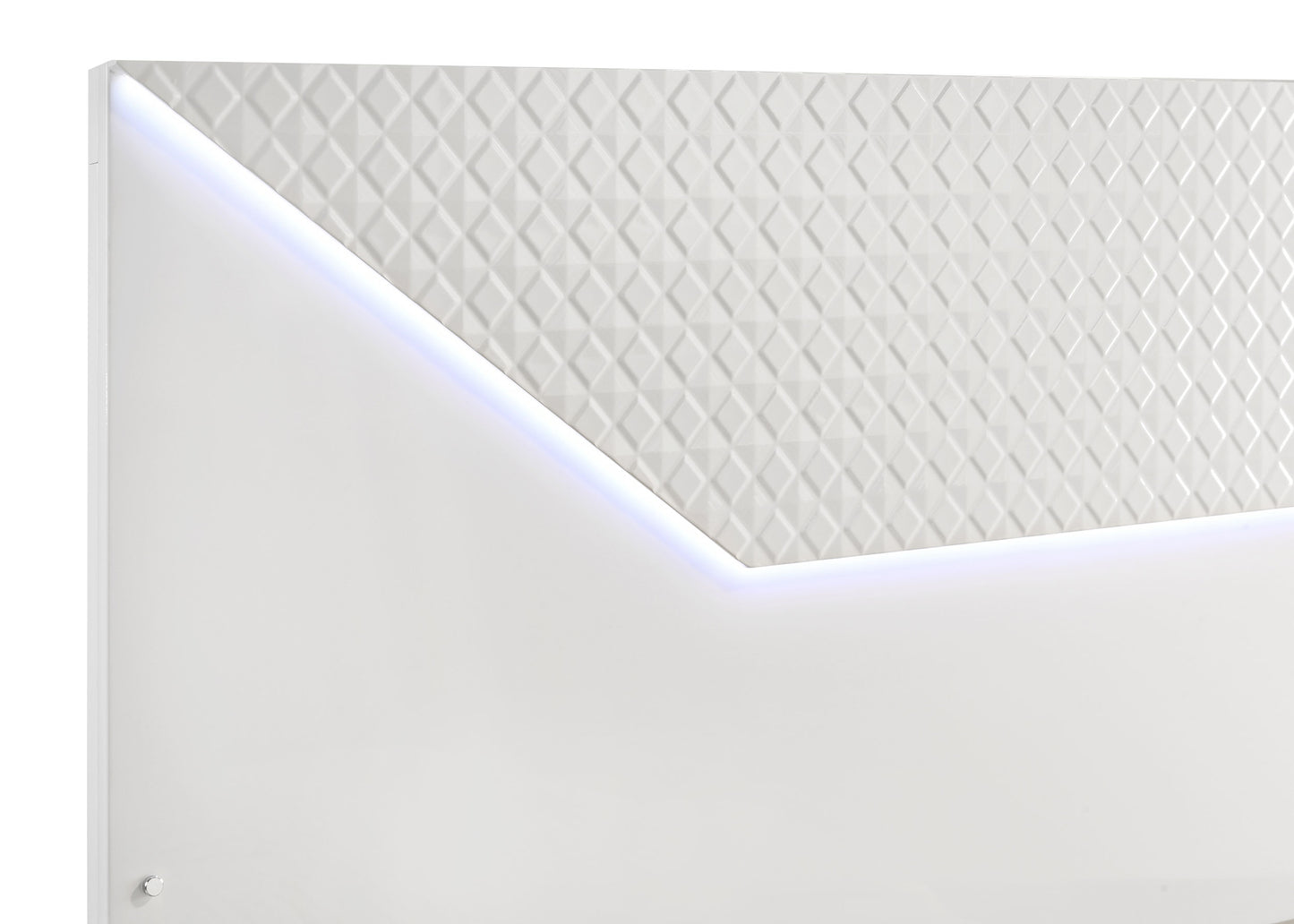 Ives Queen Panel Bed LED Headboard White High Gloss