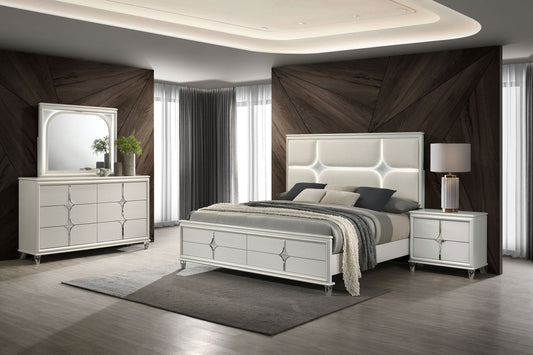 Olivia 4-piece Eastern King Bedroom Set Pearl White