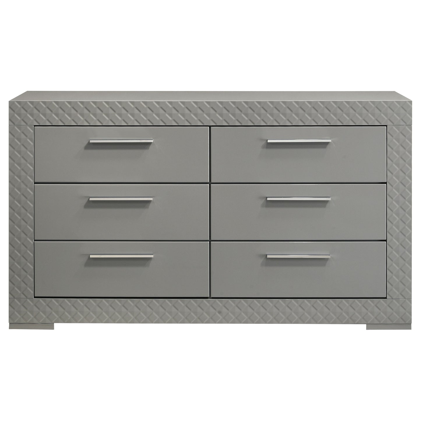 Ives 6-drawer Dresser Cabinet Grey High Gloss