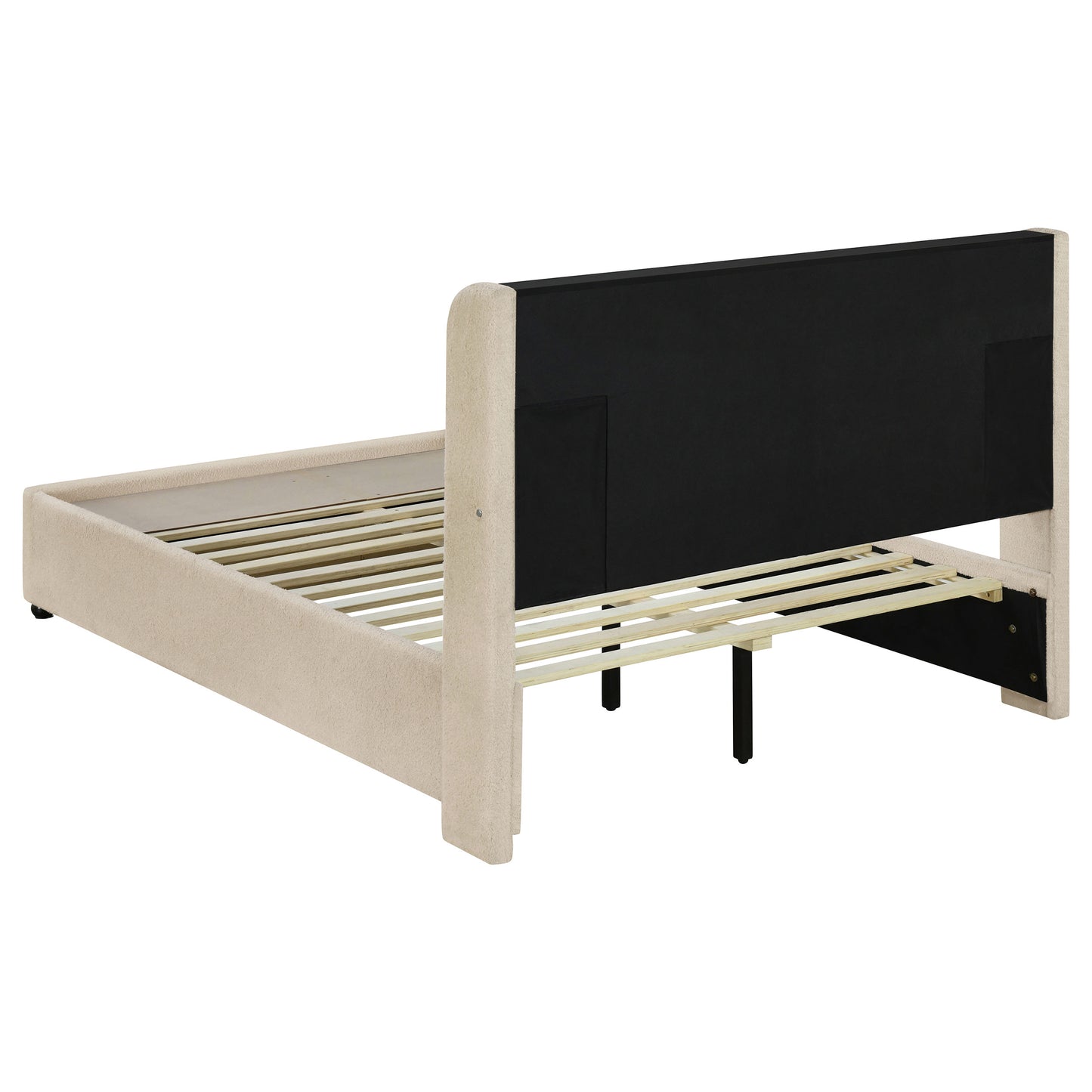 Madison Upholstered LED Full Storage Platform Bed Cream