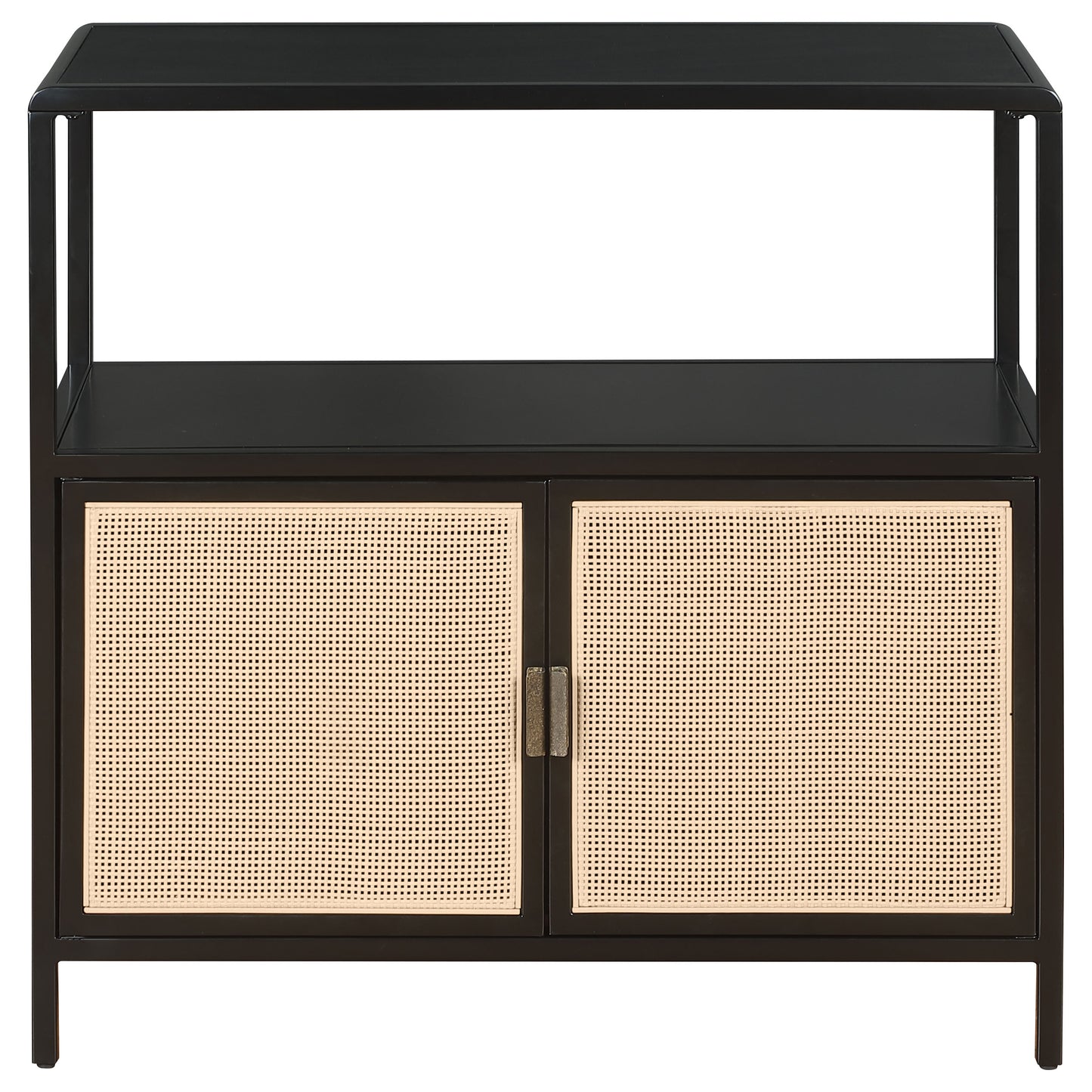 Amherst 2-door Radio Weave Cane Metal Accent Cabinet Black