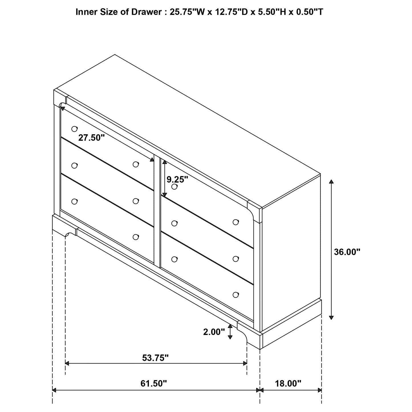 Gran Park 6-drawer Dresser Cabinet Dark Cocoa