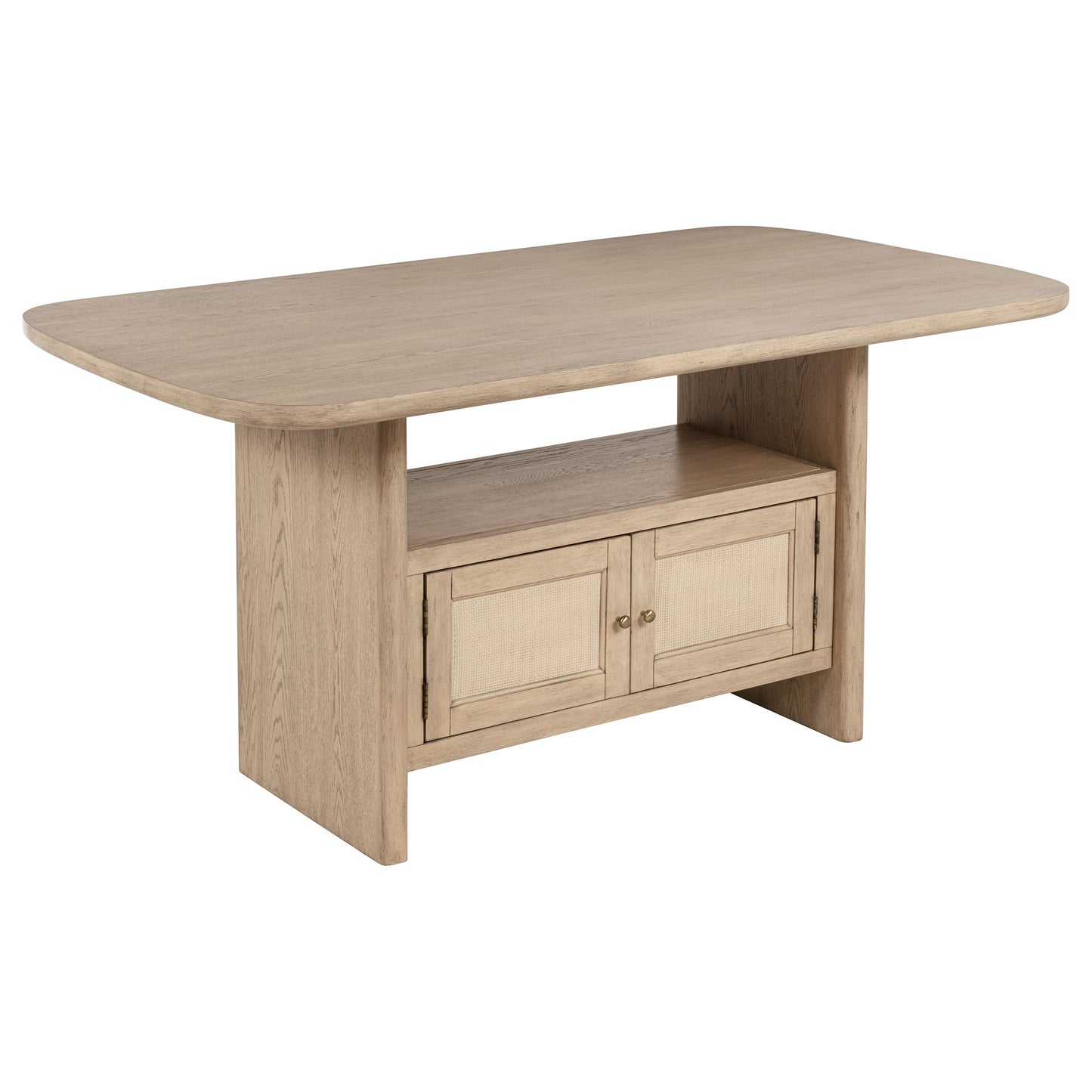 Kailani Cane Counter Height Storage Dining Table Beige Oak