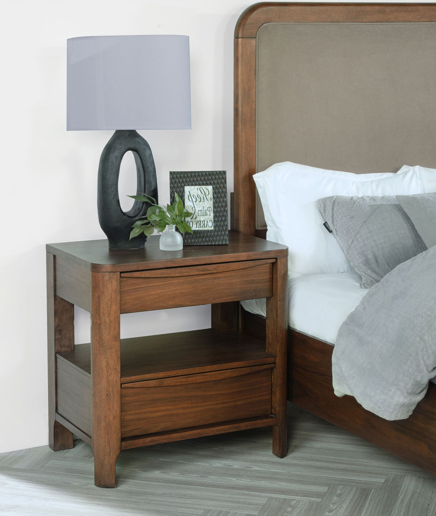 Maderia 2-drawer Nightstand Bedside Table Walnut