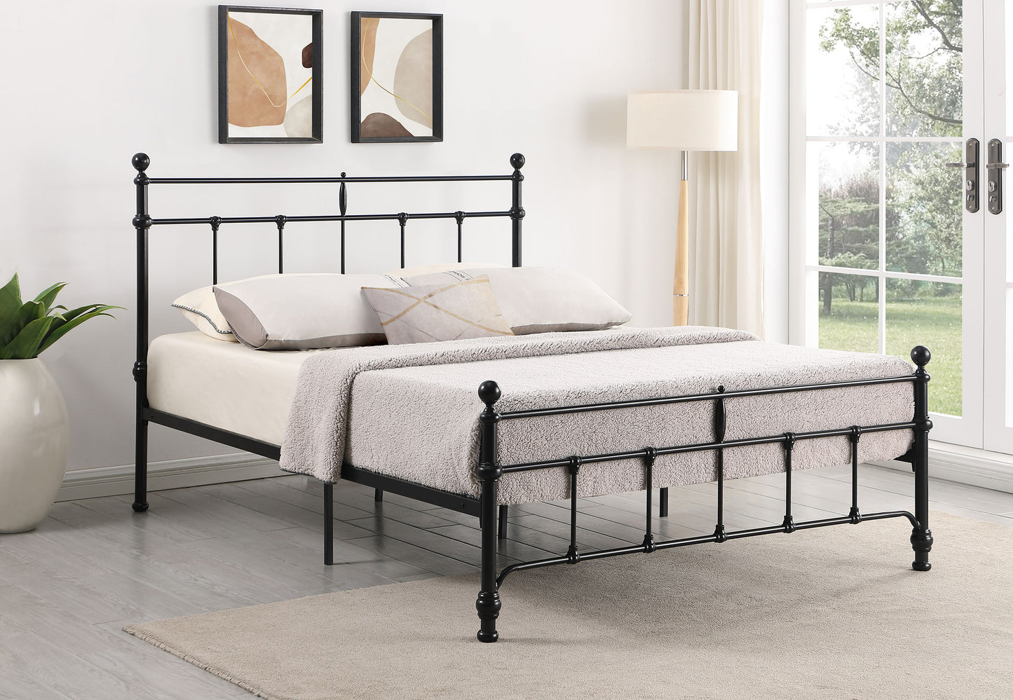 Novak 48-inch Metal Queen Open Frame Bed Matte Black