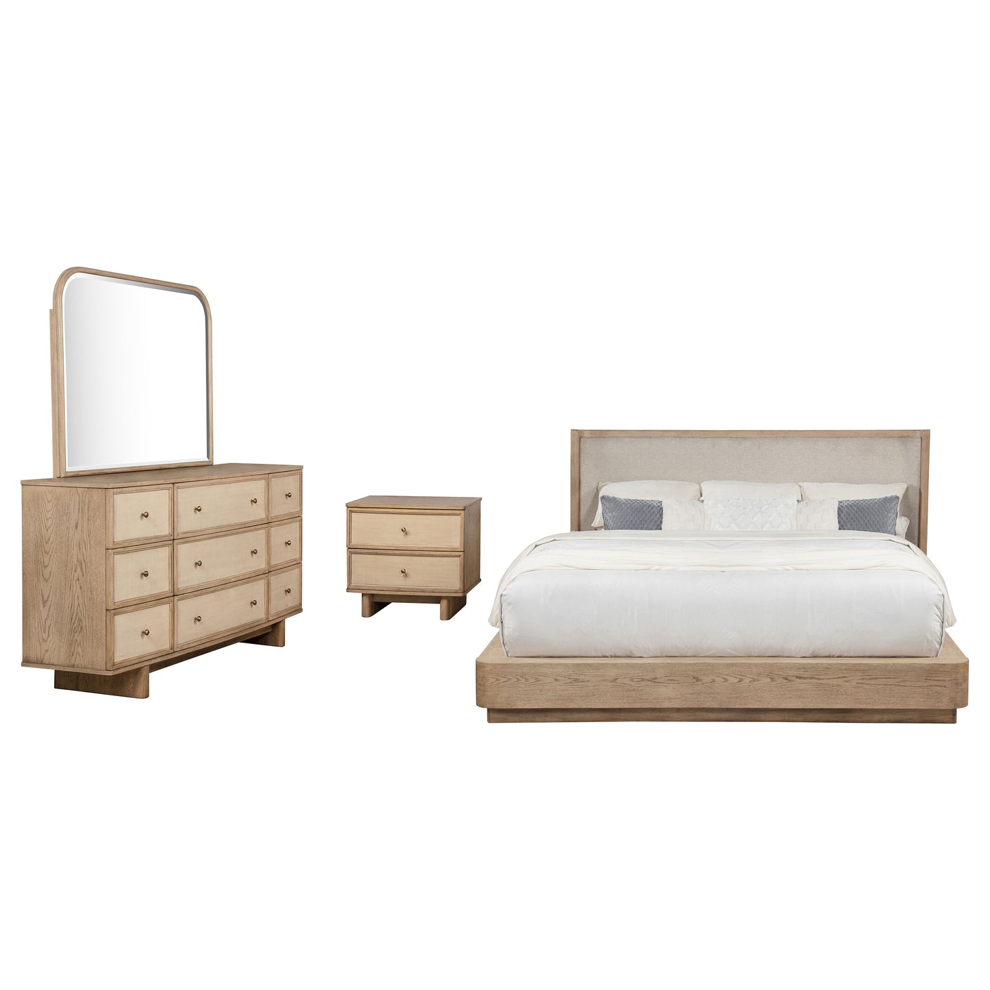 Kailani 4-piece Eastern King Bedroom Set Beige Oak