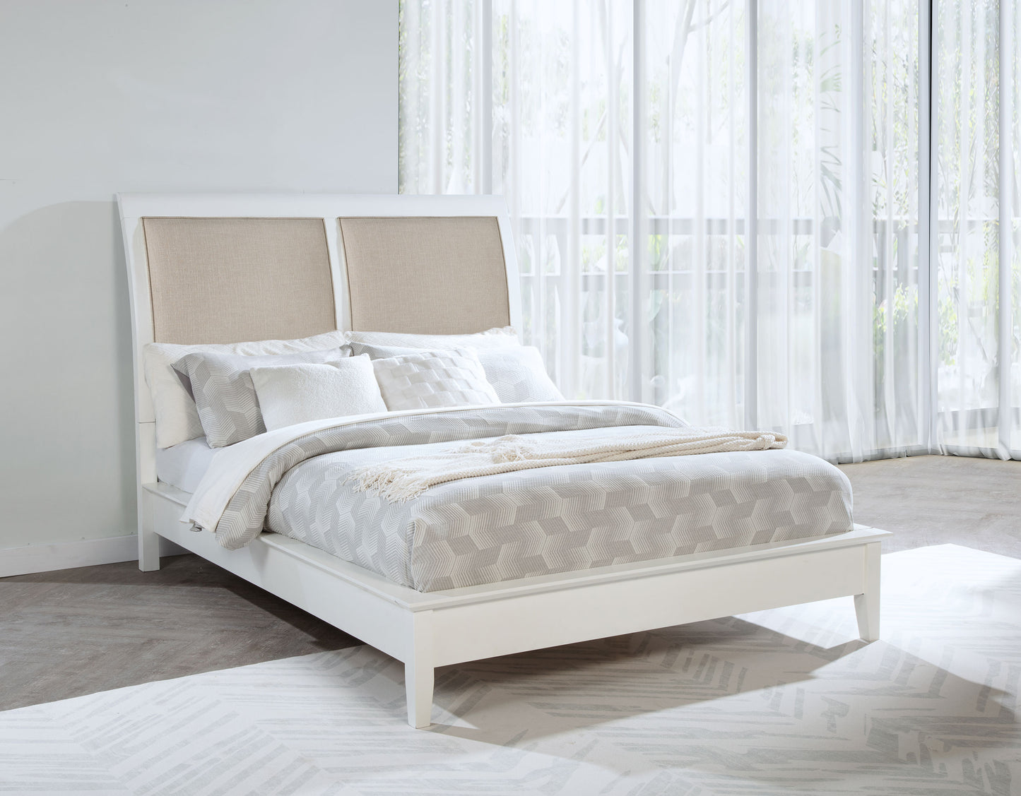 Bexhill 56-inch Upholstered Queen Panel Bed White