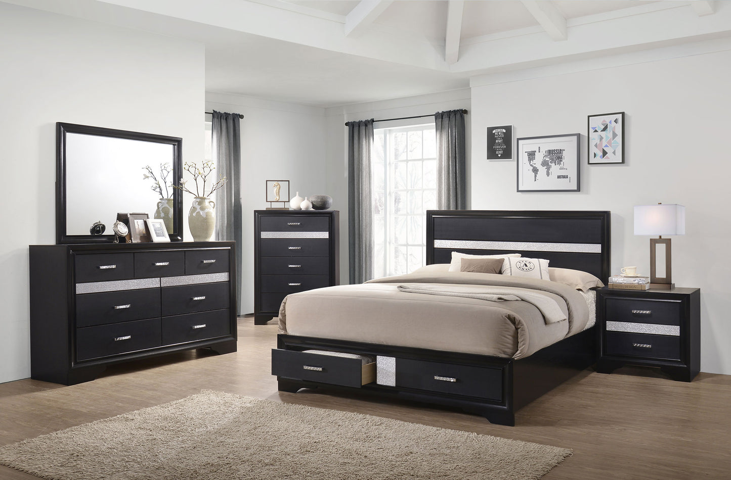 Miranda 2-drawer Nightstand Black