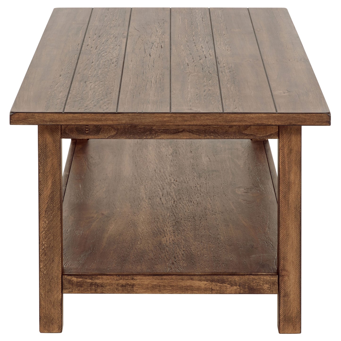 Payne Wood Coffee Table with Shelf Distressed Brown