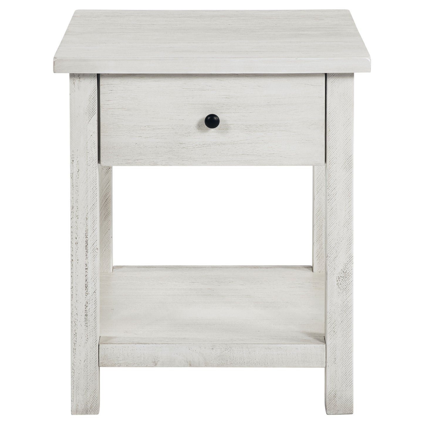 Payne 1-drawer Wood End Table with Shelf Distressed White