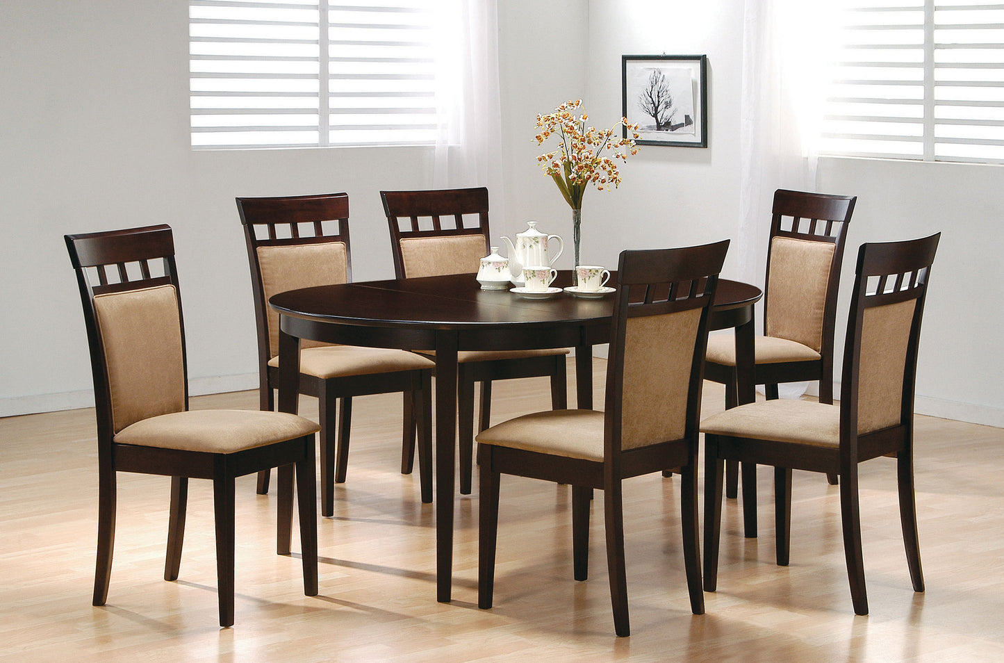 Gabriel 7-piece Extension Leaf Dining Table Set Cappuccino