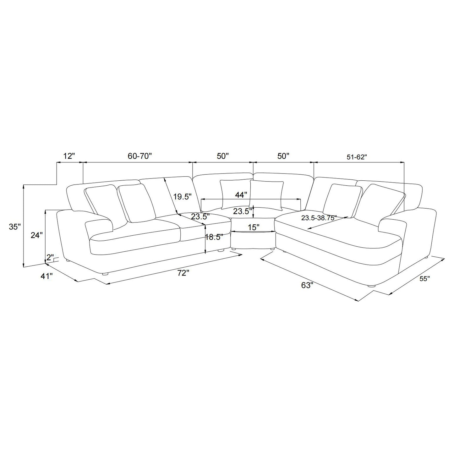 Emberson 3-piece Upholstered Modular Sectional Sofa Ivory