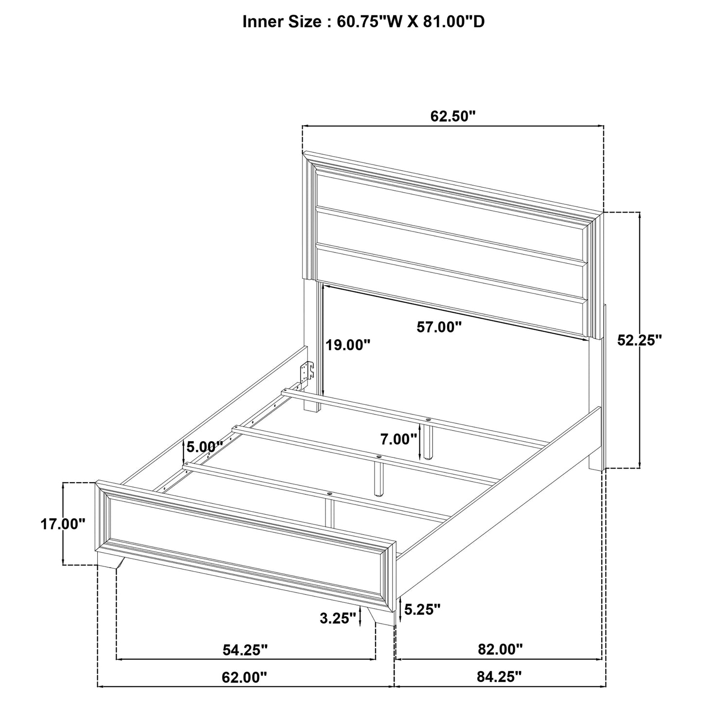 Wright 52-inch Upholstered Queen Bed Brown Oak