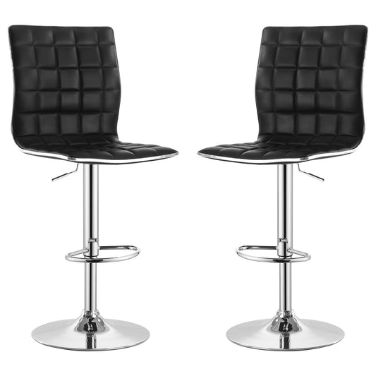 Ashbury Upholstered Adjustable Bar Stool Black (Set of 2)