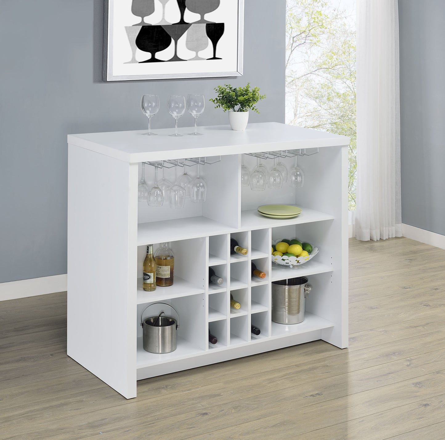 Topanga Engineered Wood Freestanding Home Bar White