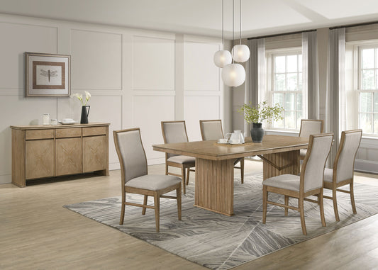 Adina 8-piece Extension Dining Set Distressed Light Brown