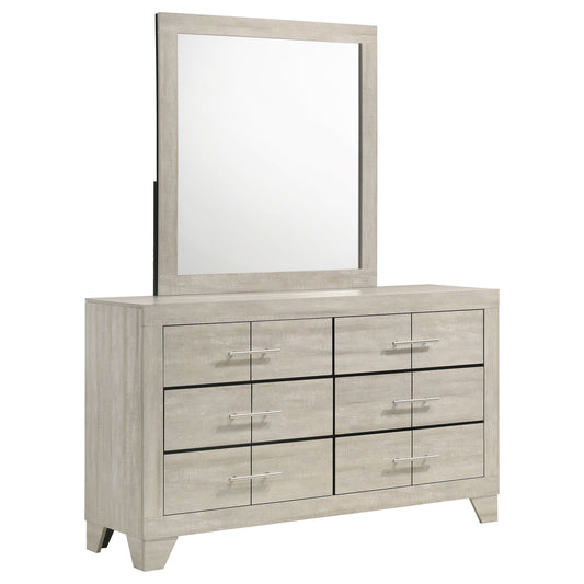 Trenton 6-drawer Bedroom Dresser With Mirror Rustic Cream