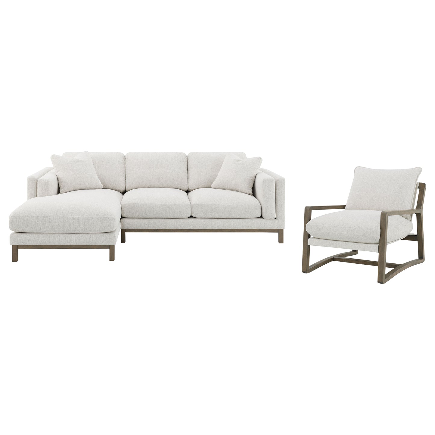 Geneva Boucle Upholstered Sectional Chaise Sofa Sand