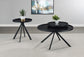 Briggs Round Marble Printed Glass Top Coffee Table Black